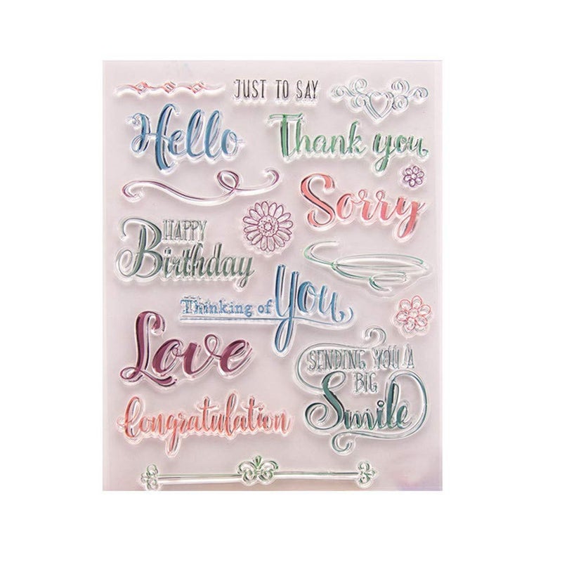 arriettycraft Smile Love Happy Birthday Phrase Words Sentiments Clear Stamps for Card Making and Journaling, Greeting Words Silicone Stamps for Scrapbooking Paper Crafts - Image 1